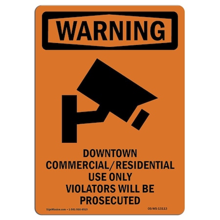 OSHA WARNING Sign, Downtown CommercialResidential W/ Symbol, 5in X 3.5in Decal
